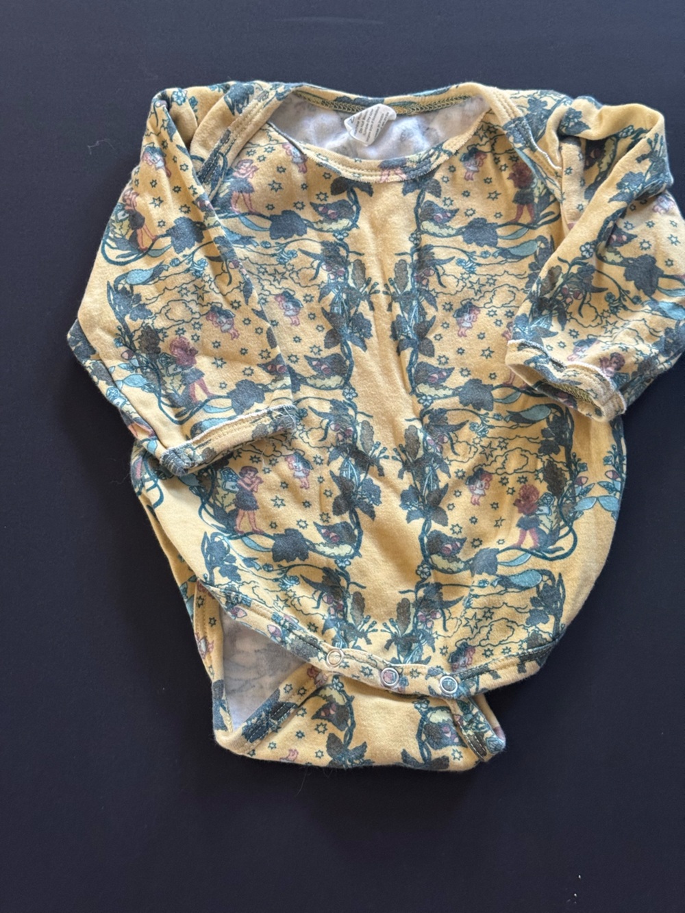 kate quinn Yellow and Blue Fairy Print Long-Sleeve Bodysuit